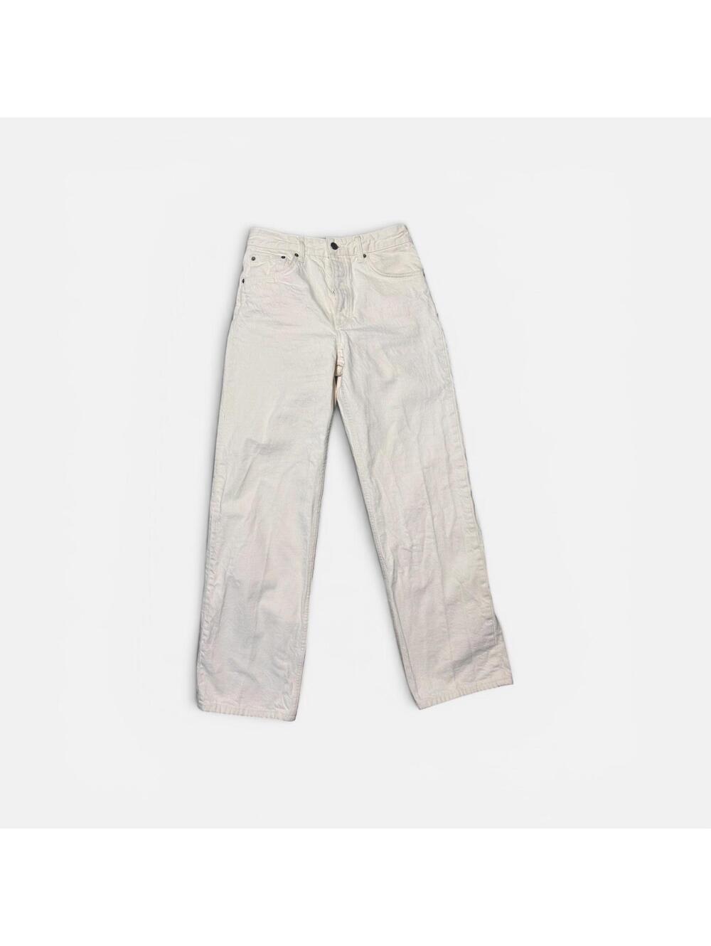 Zara Creme Straight Leg Jeans